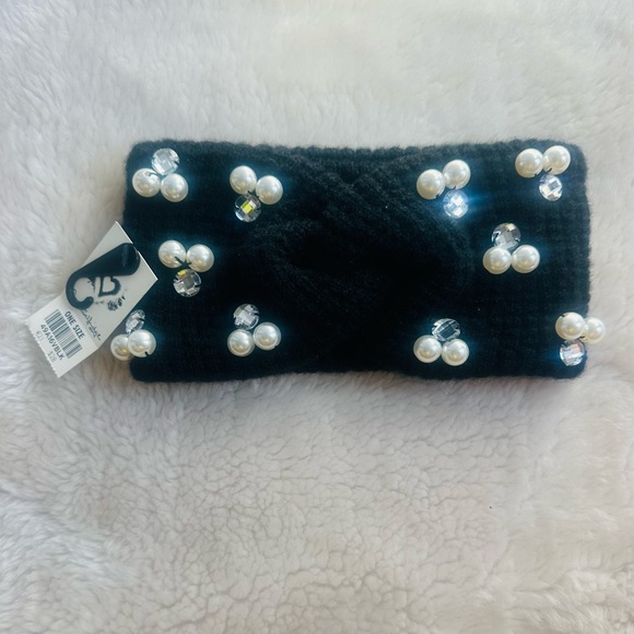 Faux Pearl &Rhinestone Studded Twist Front Headband - Picture 6 of 11